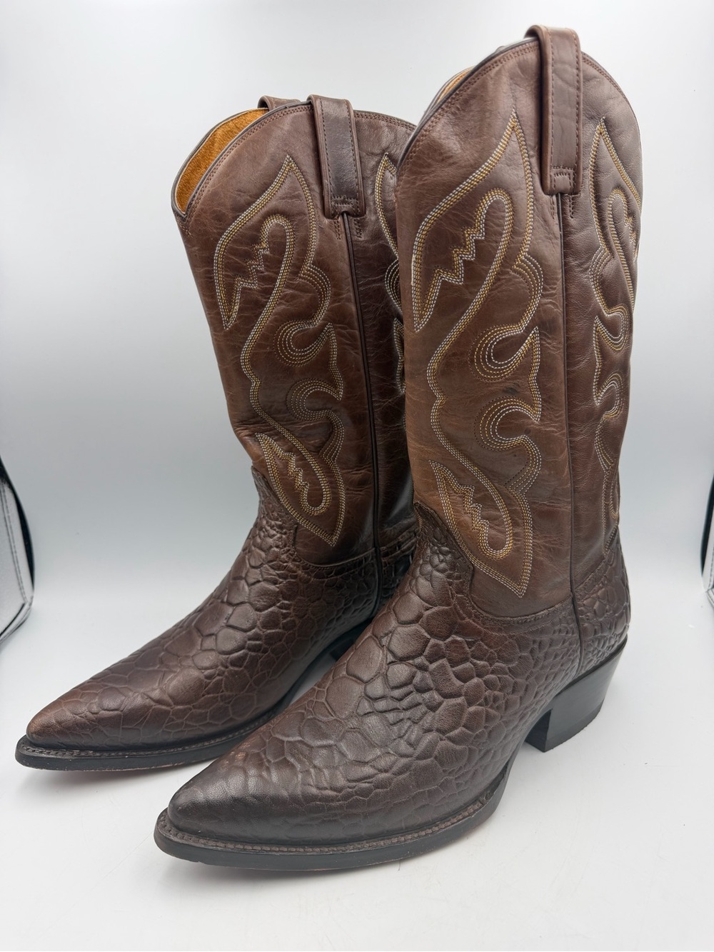 Vintage Rudel Cowboy Boots Brown Leather Western 11.5 EE Wide